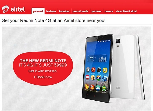 You can buy Xiaomi Redmi Note 4G via Airtel