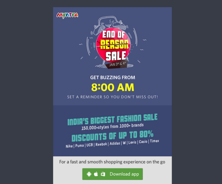 `Myntra Shuts Right before End of Reason Sale